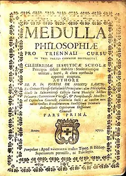 Manual de Filosofía del carmelita descalzo fray José del Espíritu Santo, impreso en 1753