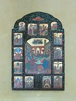 Tabla con escenas de la vida de Jesús.