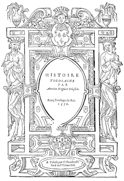 Términos en la portada de Histoire tolosaine de Antoine Noguier (1556).
