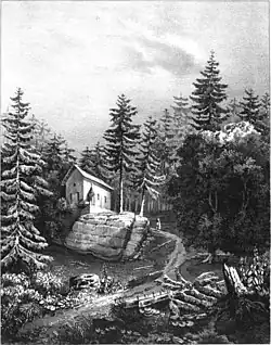 La capilla de San Bruno en el siglo XIX, ilustración de Alexandre Debelle (1805-1897).