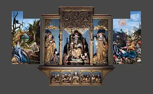 Retablo de Isenheim. Panel 3. Vida de san Antonio Abad