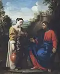 Cristo y la mujer de Samaria, escuela boloñesa, siglo XVII.