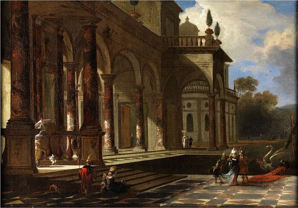 Fantástica arquitectura cortesana con personal