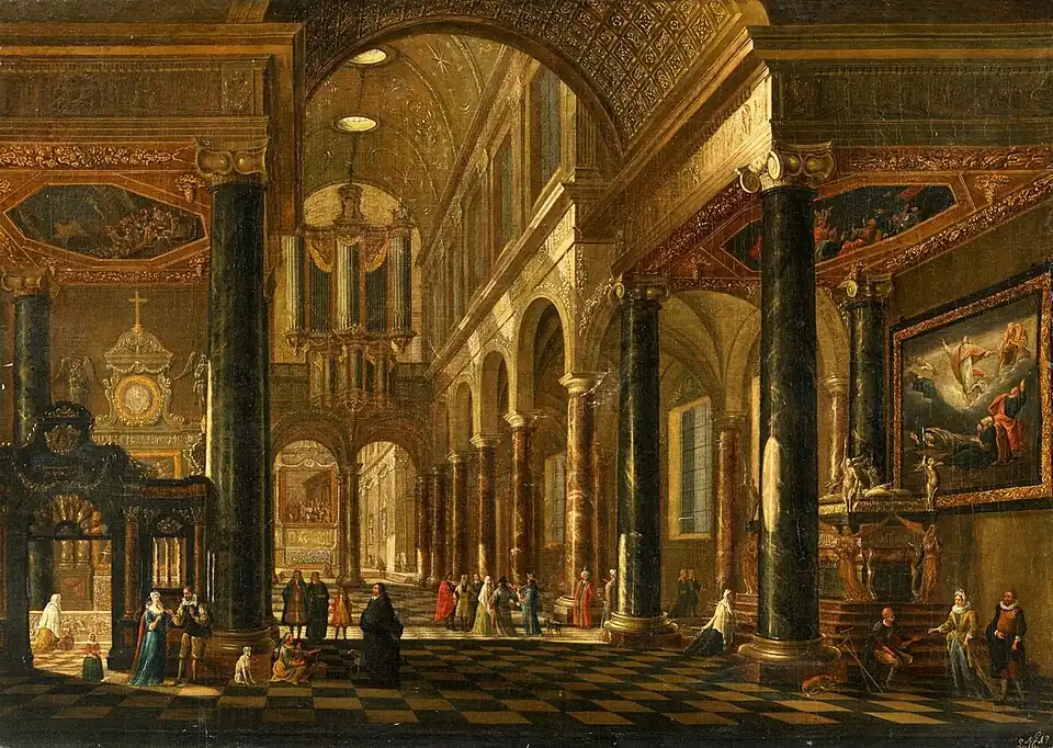 Interior de la iglesia jesuita en Amberes