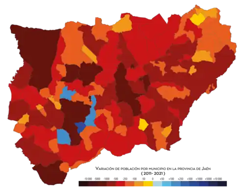 Variación de la población por municipio entre 2011 y 2021