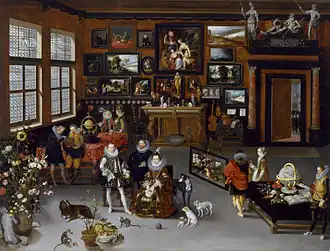 Los Archiduques Isabel Clara Eugenia y Alberto visitando un gabinete de arte, por Jan Brueghel el Viejo (1568-1625) y Hieronymus Francken II (1578–1623).