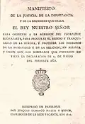 "Manifiesto" absolutista de Fernando VII (1815). En el pie de imprenta figuran Joaquín Domingo "Mayor y Menor"