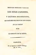Publicación sobre la protección de la infancia, impresa por Joaquín Domingo (1820)