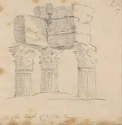 Esbozo de restos por John Robert Cozens, finales del siglo XVIII.