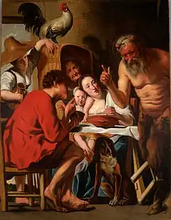 Sátiro visitando a un campesino de Jacob Jordaens