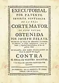 Ejecutoria de hidalguía con estilo tipográfico neoclásico (1779)