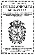 Tomo tercero de los Anales de Navarra, impreso por Ezquerro y Juan Francisco de Neira (1704)