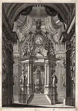 Catafalco en honor a Bárbara de Braganza en el convento de la Encarnación de Madrid (1758).