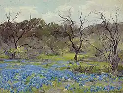 Principios de la primavera: bluebonnets y mezquite, 1919