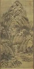 A la búsqueda del Tao en las montañas de otoño. Rollo vertical, tinta sobre seda. 156.2 x 77.2 cm. Taip´´ei, Museo Nacional del Palacio.