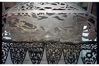 Estandarte ritual de dosel japonés, bronce dorado, siglo VII