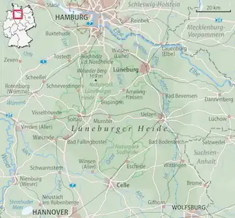 Mapa del Brezal de Luneburgo.