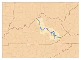 Río Kentucky, que fluye en dirección noroeste por el este del estado