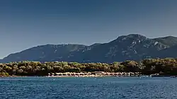 La sierra Cnemis, en el fondo, vista desde la proximidad de las islas Lichades.