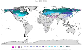 Localización de los climas continentales