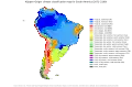 Mapa de climas de América del Sur, según la clasificación climática de Köppen-Geiger, proyecciones para el período 2071 - 2100.