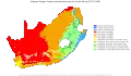 Mapa de la clasificación climática de Köppen prevista para Sudáfrica para 2071‑2100.