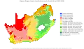Mapa de clasificación climática de Köppen actual / pasado de Sudáfrica para 1980-2016.