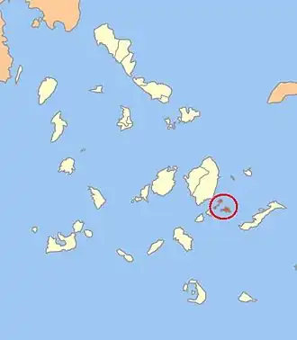 ubicación de las Kufonisia en las Cícladas.