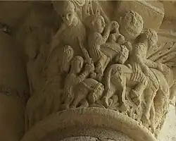 Capitel de la huida a Egipto de la abadia de Saint-Benoît-sur-Loire