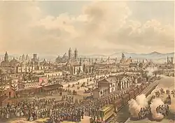 Puebla en el siglo XIX en el libro "México y sus alrededores", ilustración de Casimiro Castro.