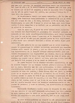 Segunda parte del facsímil de la carta mecanografiada enviada desde San Lorenzo de la Frontera al diario La Prensa