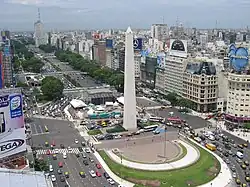 Avenida 9 de Julio y el Obelisco de Buenos Aires.