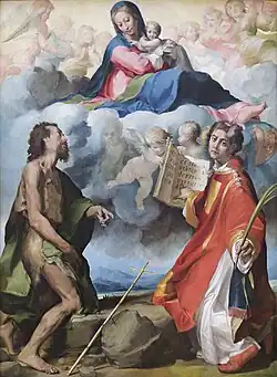 Virgen en Gloria con San Juan y San Esteban, de Michelangelo Anselmi, 1530.
