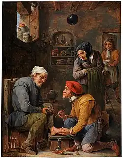 La operación, Teniers David, Óleo sobre tabla, 33 por 25 cm. (Museo del Prado)