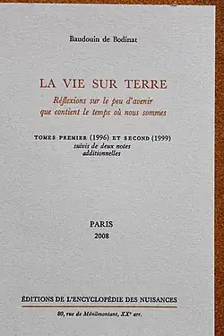 La vie sur terre por Baudouin de Bodinat.