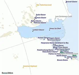 Localización de la barrera de hielo Amery