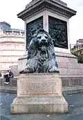 Uno de los leones de la base de columna dedicada a Horacio Nelson en Londres, su trabajo más conocido.