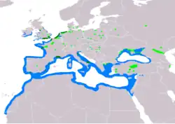 Distribución de Ichthyaetus melanocephalus
