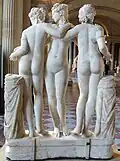 Las tres Gracias, copia romaana. En 1609, restaurada por Nicolas Cordier. Museo del Louvre.