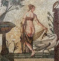 Leda y el cisne, en un mosaico romano (siglo III).