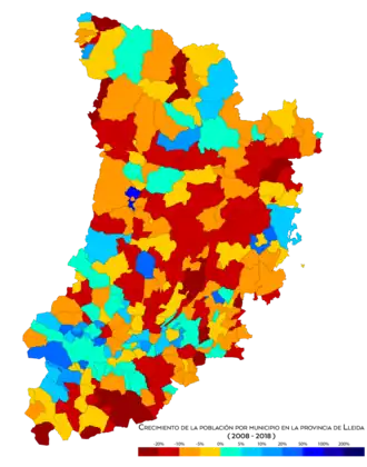 Crecimiento de la población entre 2008 y 2018