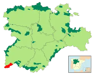 Localización de la zona en Castilla y León.