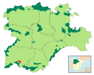 Localización de la zona en Castilla y León.