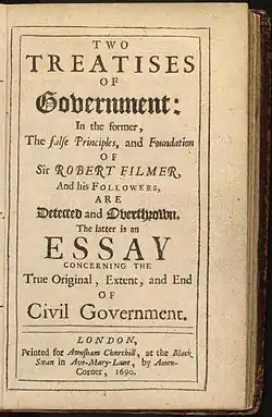 Declaración de Derechos de 1689 y Dos tratados sobre el gobierno civil, de John Locke, 1689.
