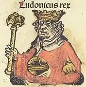 Luis X de Francia con orbe y cetro
