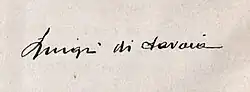 Firma de Luis Amadeo de Saboya