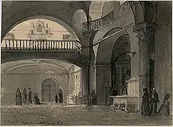 Interior de la iglesia del monasterio de Sant Pere de les Puelles. 1870. Real Academia Catalana de Bellas Artes de San Jorge.