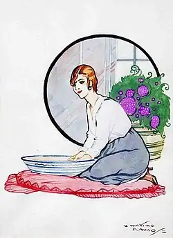 Escena modernista, acuarela.