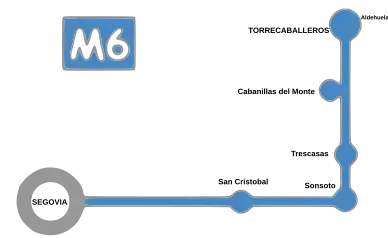 Línea M6, una de las dos que pasan por Trescasas