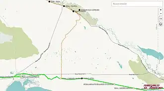 El ferrocarril en un mapa actual con sus principales puntos.